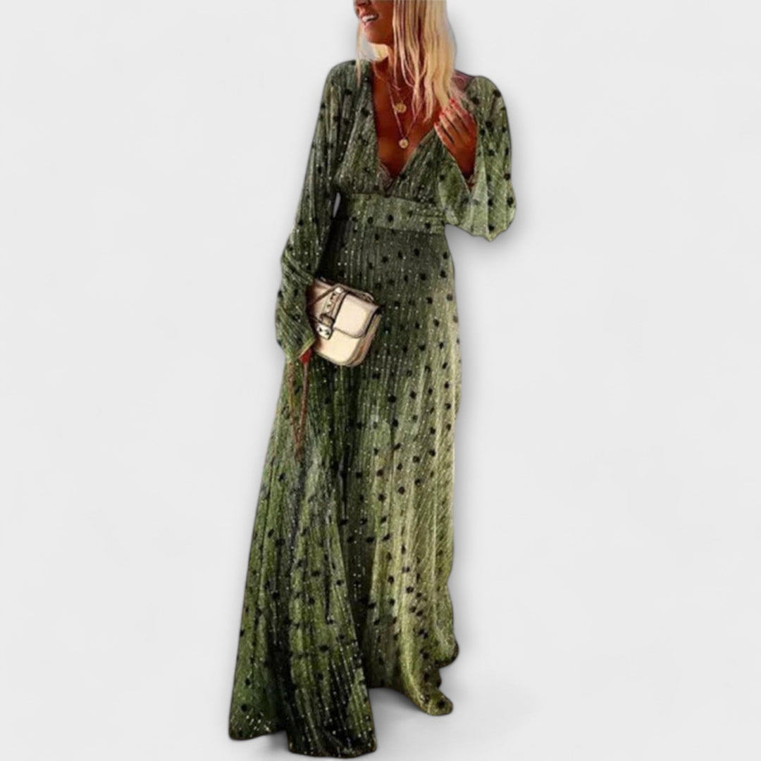 Susana - Long Dress with Polka Dot Print