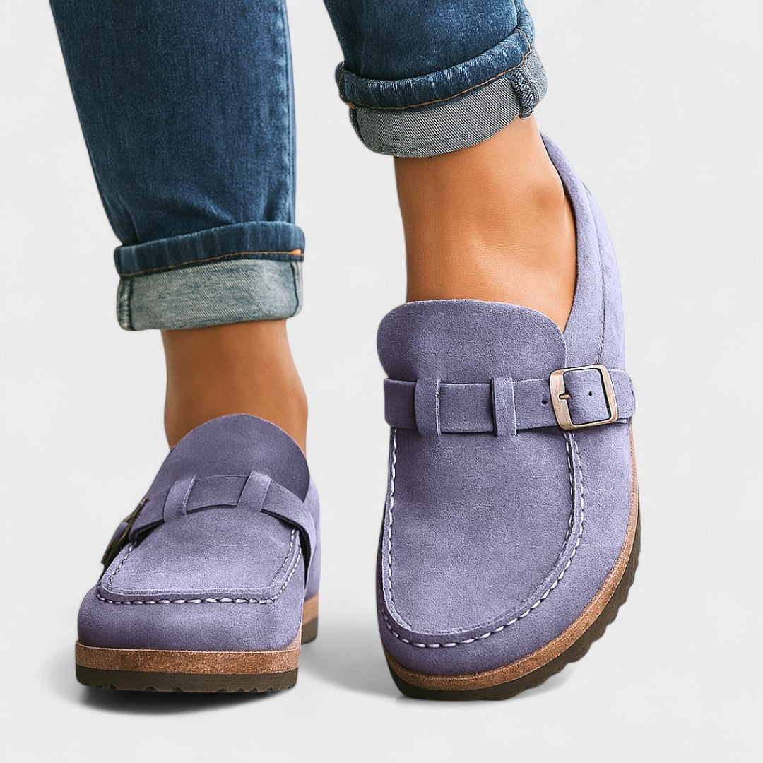 Freya - Suede Loafers with Buckle