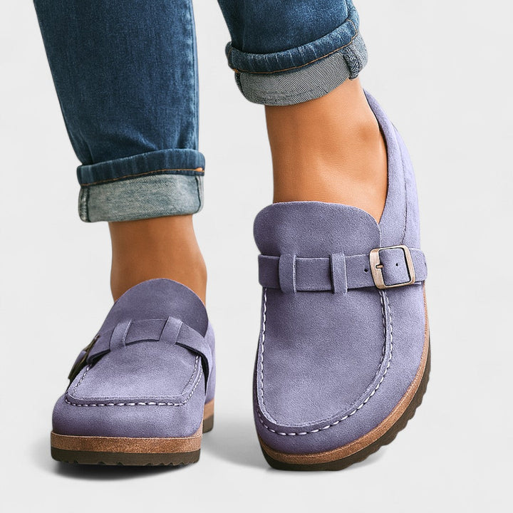Freya - Suede Loafers with Buckle