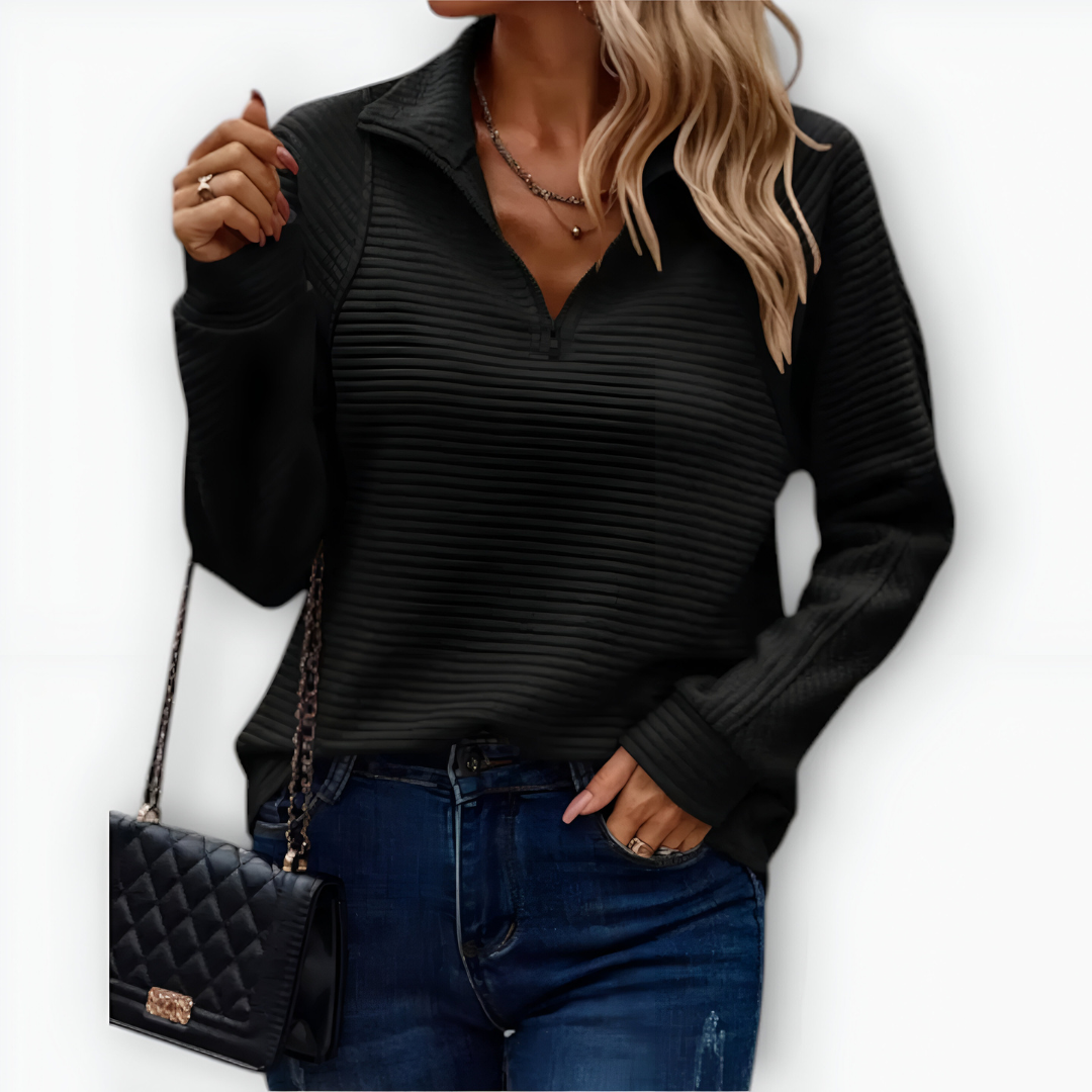 Bruna - Elegant Jumper with Half Zip