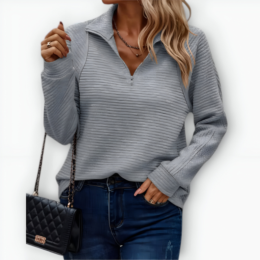 Bruna - Elegant Jumper with Half Zip
