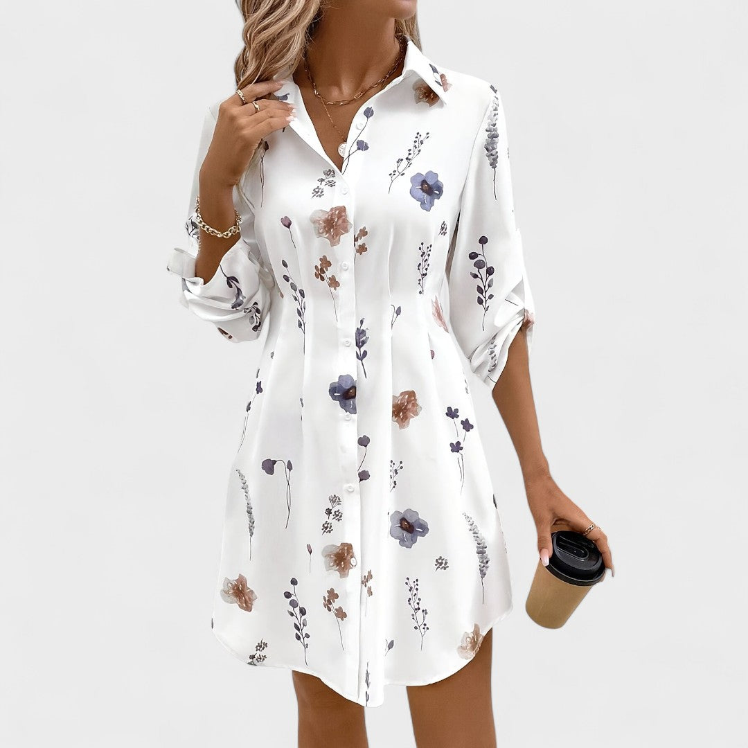 Noémia - Elegant Floral Shirt Dress