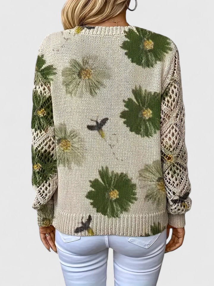 Clara - Knitted Jumper with Floral Pattern