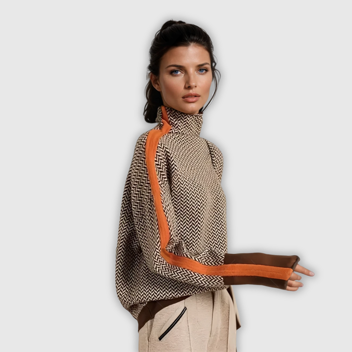 MARIEKE – Turtleneck with Striking Contrasting Stripes