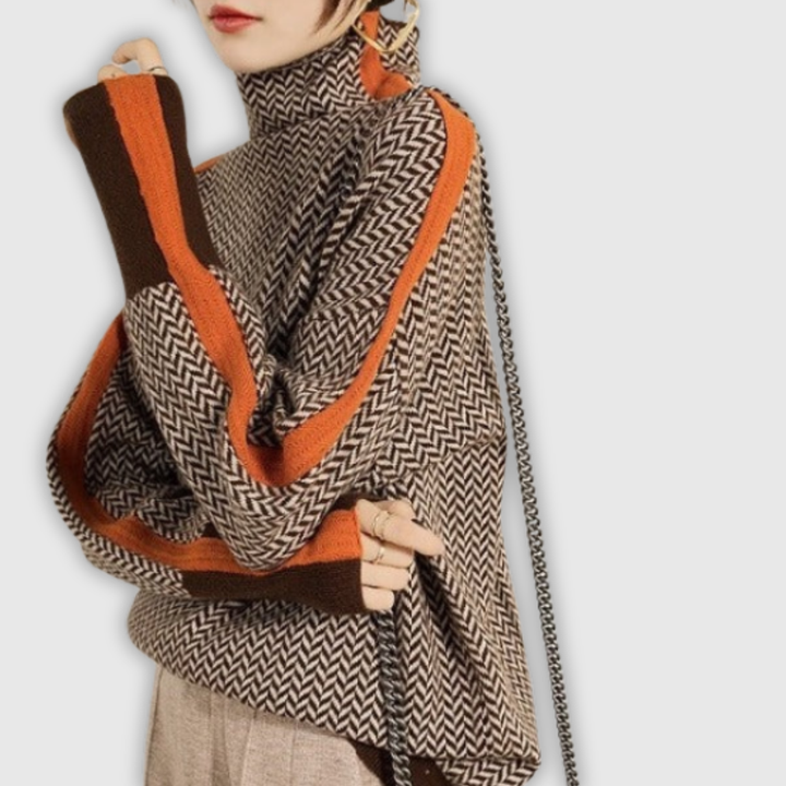 MARIEKE – Turtleneck with Striking Contrasting Stripes