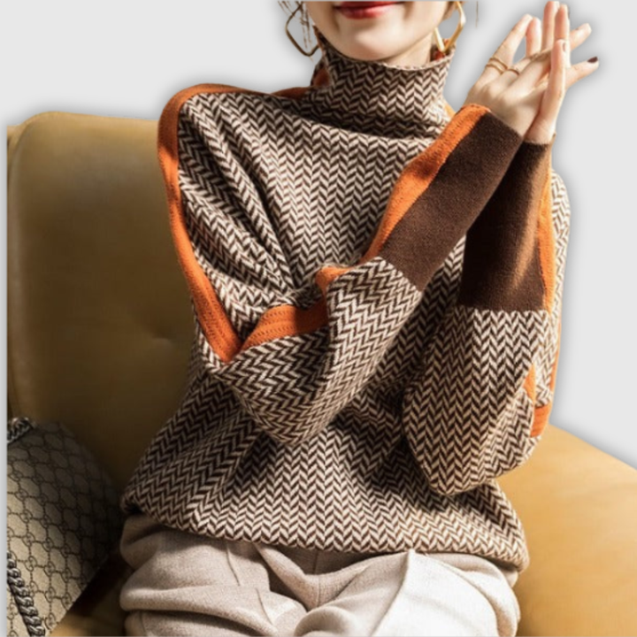 MARIEKE – Turtleneck with Striking Contrasting Stripes