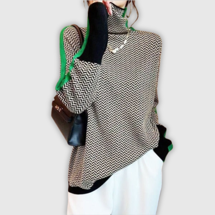 MARIEKE – Turtleneck with Striking Contrasting Stripes