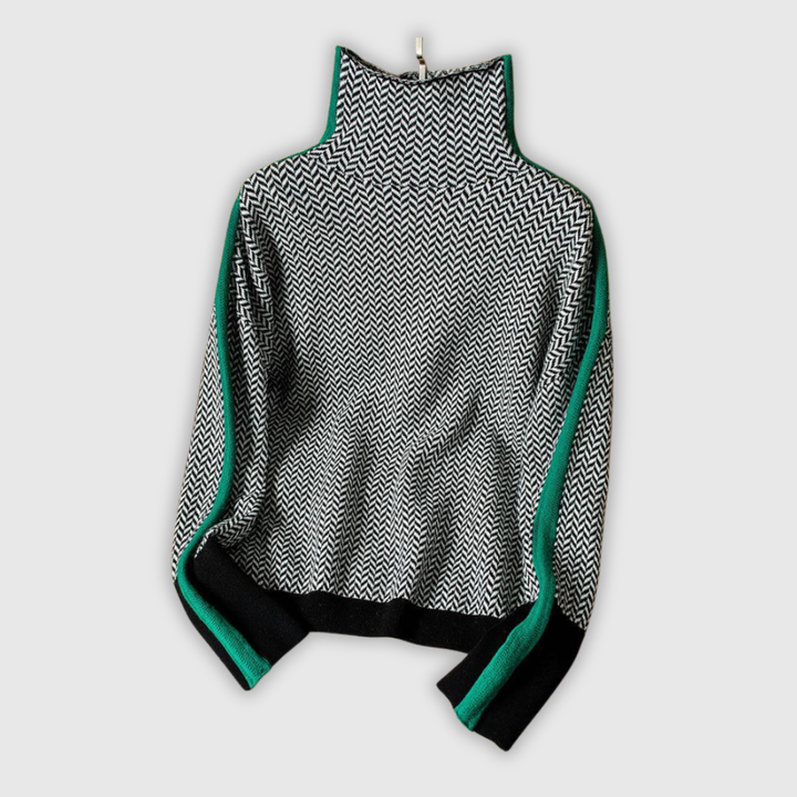 MARIEKE – Turtleneck with Striking Contrasting Stripes