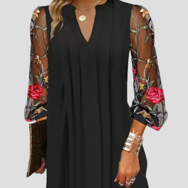 Renée™ | Elegant Mini Dress with Sheer Sleeves