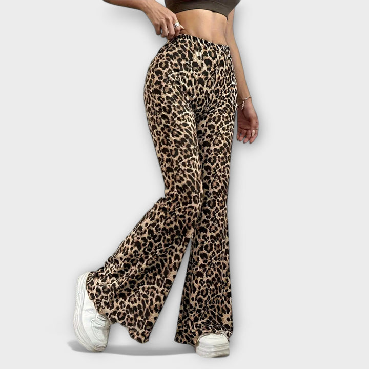 Berenice - Bootcut Leopard Print Trousers