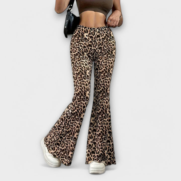 Berenice - Bootcut Leopard Print Trousers