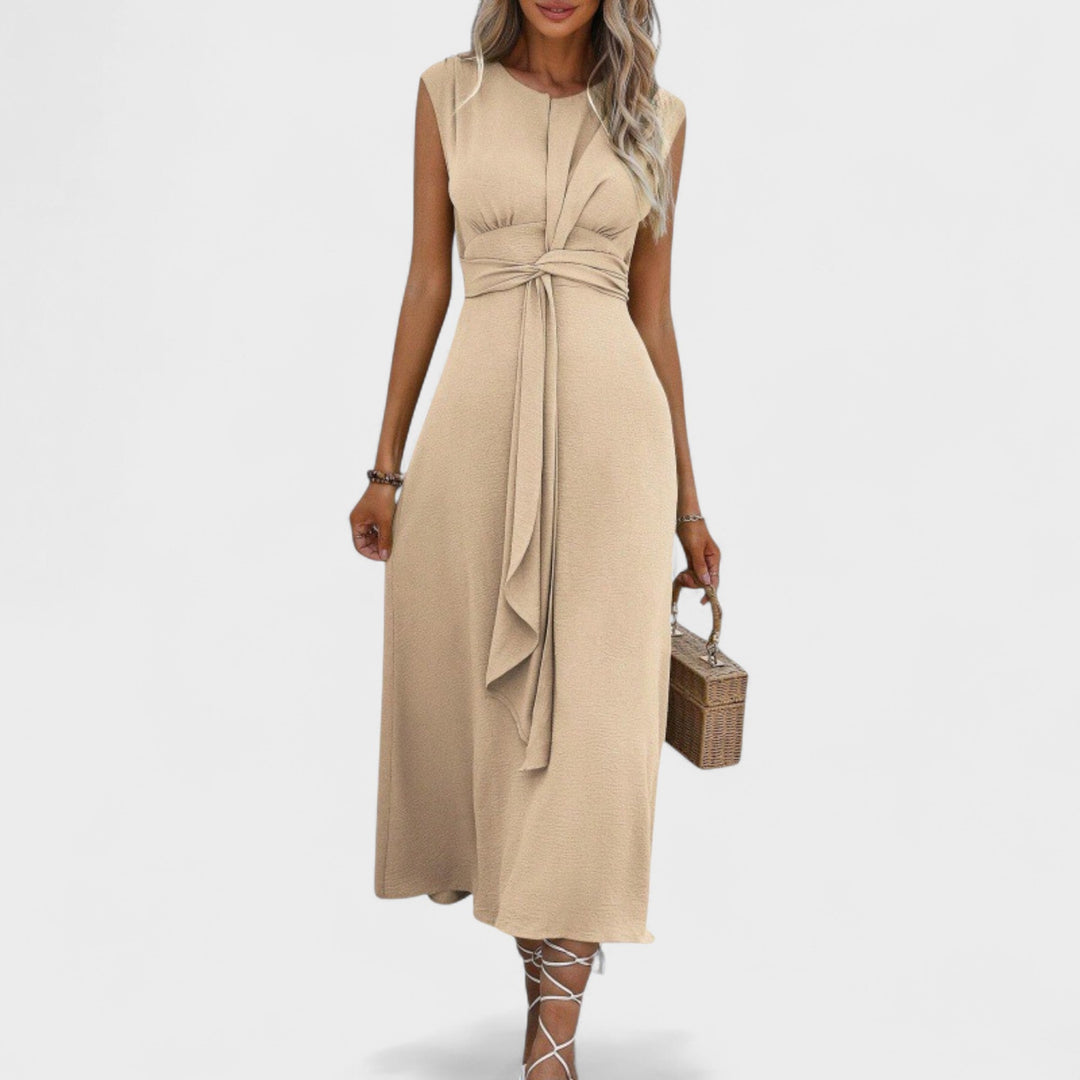 Emilia - Elegant sleeveless maxi dress with round neckline