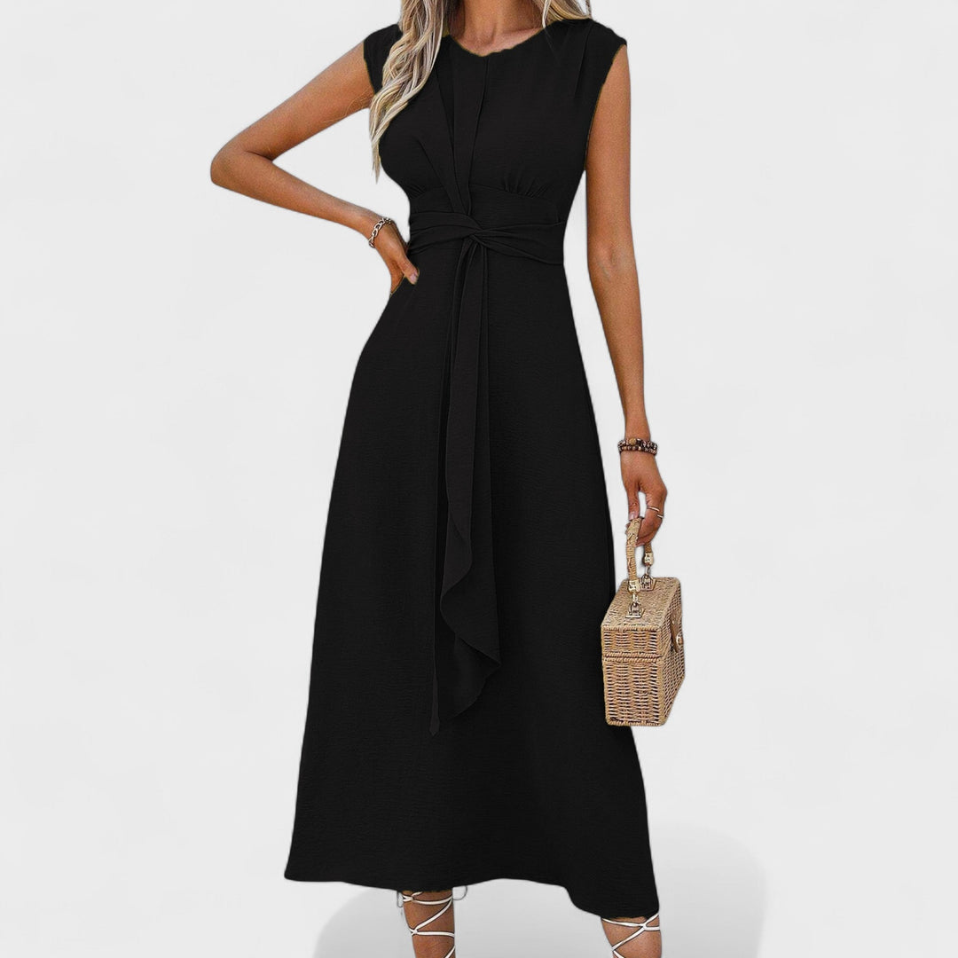 Emilia - Elegant sleeveless maxi dress with round neckline
