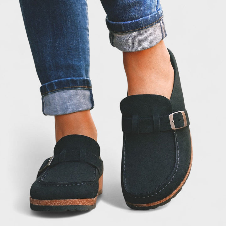 Freya - Suede Loafers with Buckle