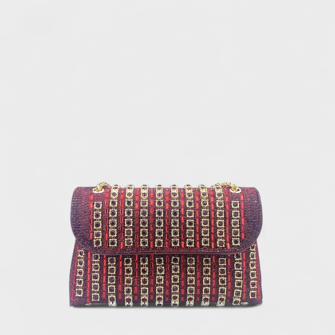 Clara - Elegant shoulder bag with chain and colourful gemstones