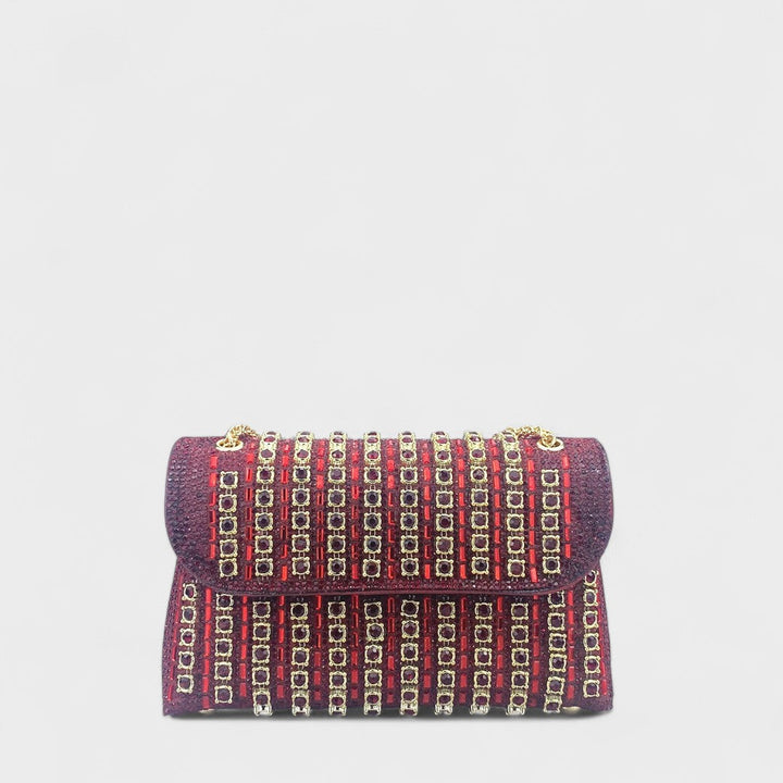 Clara - Elegant shoulder bag with chain and colourful gemstones
