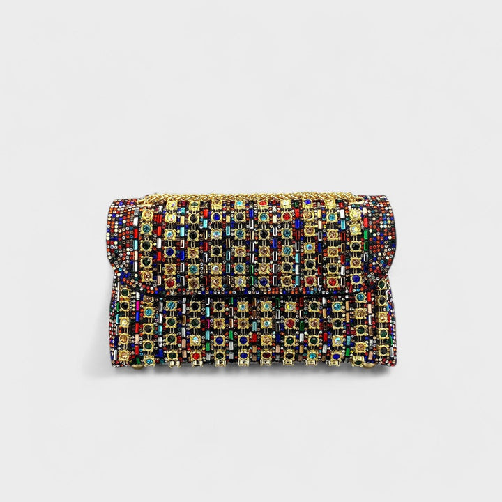 Clara - Elegant shoulder bag with chain and colourful gemstones