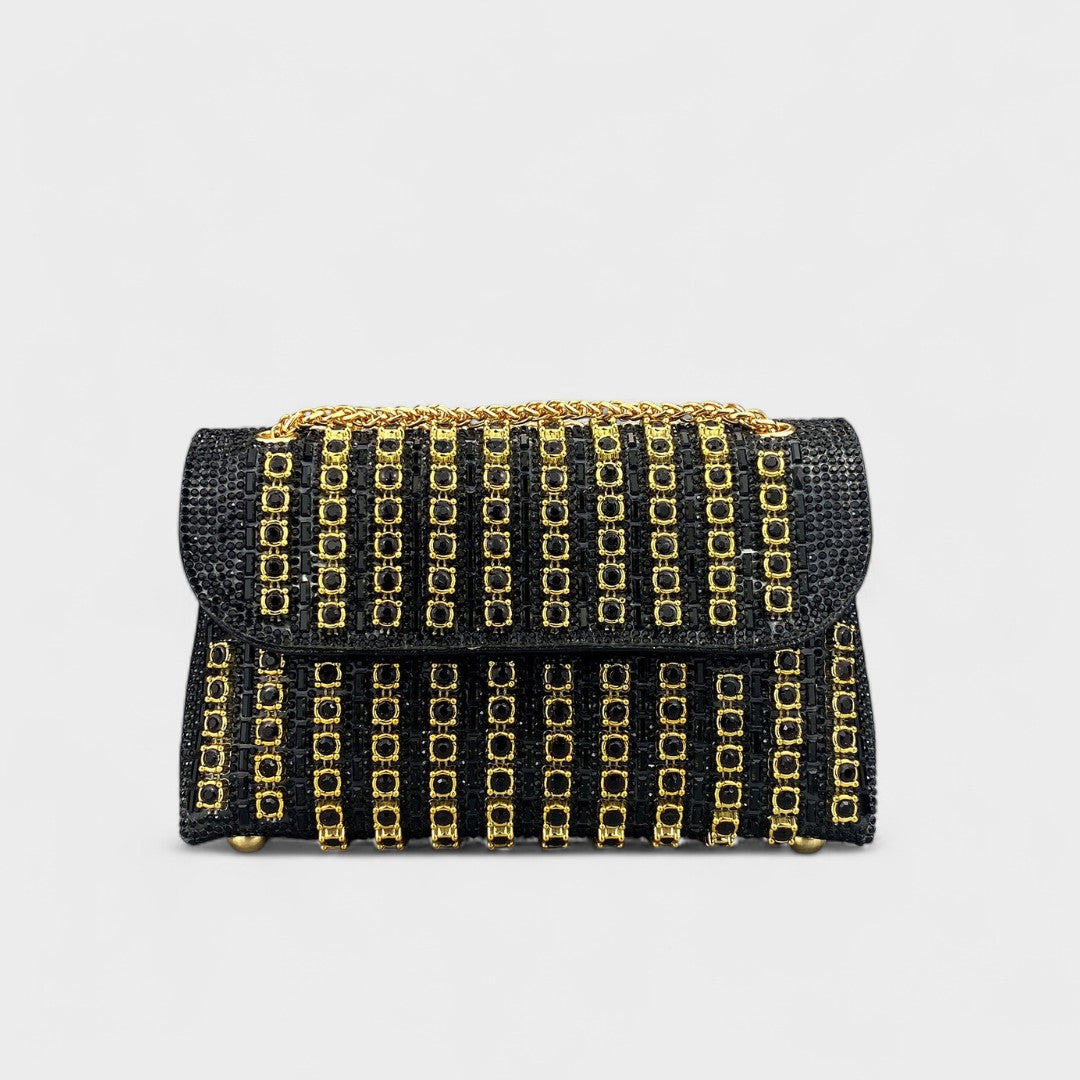 Clara - Elegant shoulder bag with chain and colourful gemstones