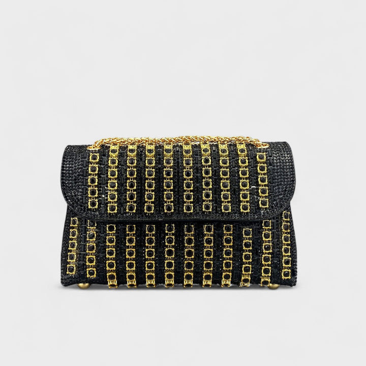 Clara - Elegant shoulder bag with chain and colourful gemstones