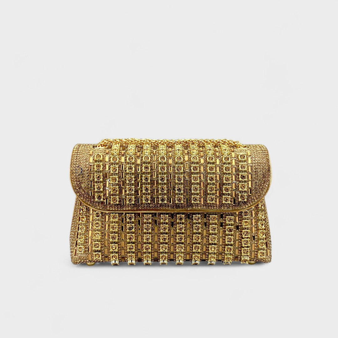 Clara - Elegant shoulder bag with chain and colourful gemstones