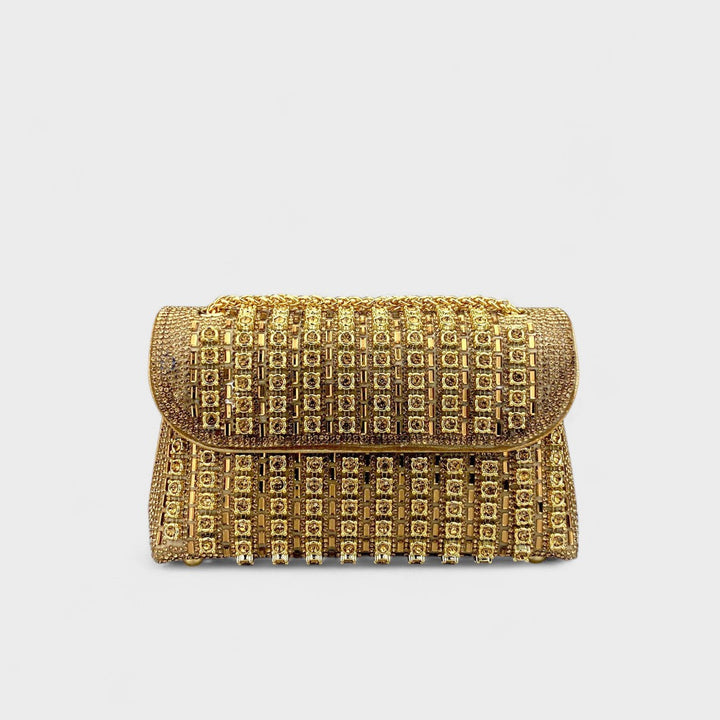Clara - Elegant shoulder bag with chain and colourful gemstones