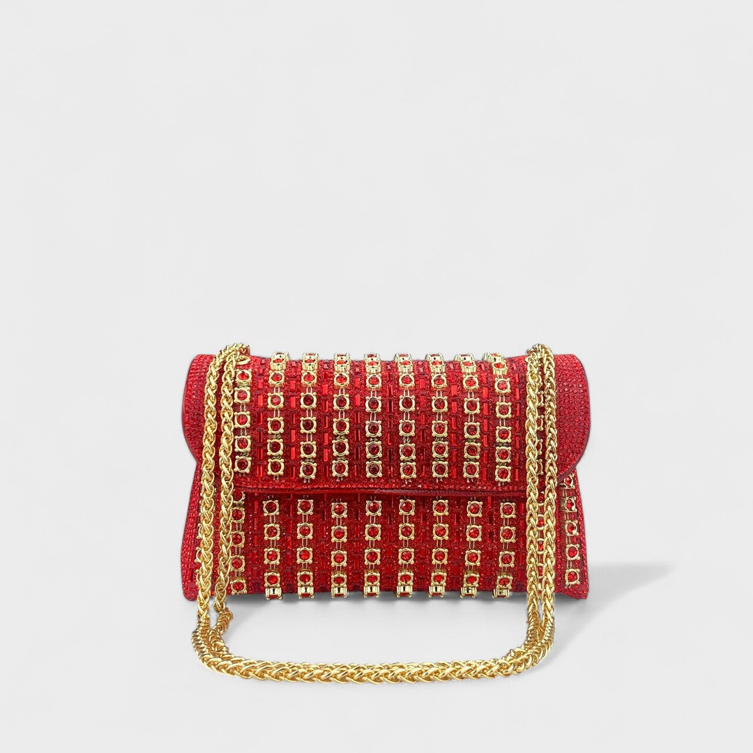 Clara - Elegant shoulder bag with chain and colourful gemstones