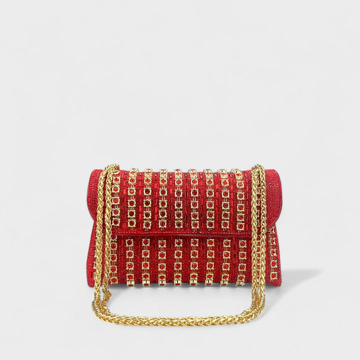 Clara - Elegant shoulder bag with chain and colourful gemstones