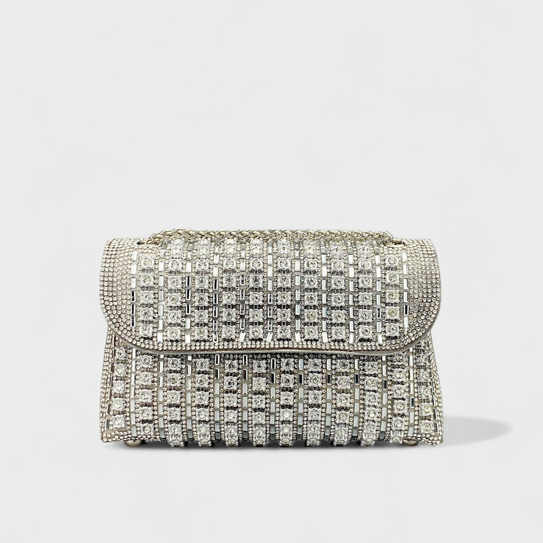 Clara - Elegant shoulder bag with chain and colourful gemstones