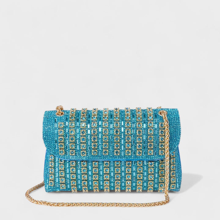 Clara - Elegant shoulder bag with chain and colourful gemstones