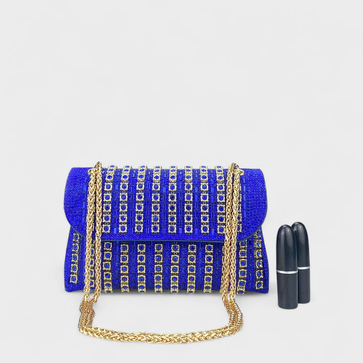 Clara - Elegant shoulder bag with chain and colourful gemstones