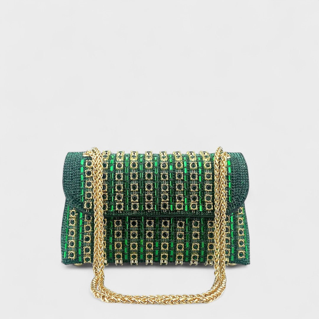 Clara - Elegant shoulder bag with chain and colourful gemstones