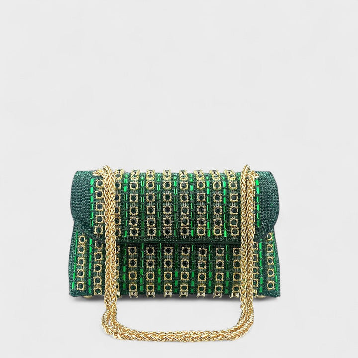 Clara - Elegant shoulder bag with chain and colourful gemstones