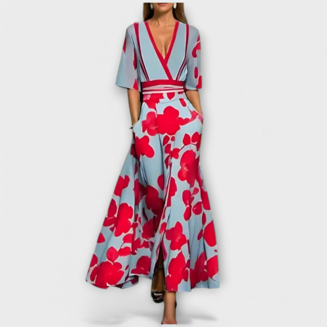 Isabela - Elegant dress with floral patterns