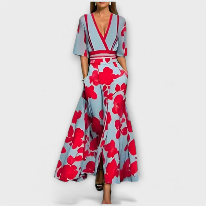 Isabela - Elegant dress with floral patterns