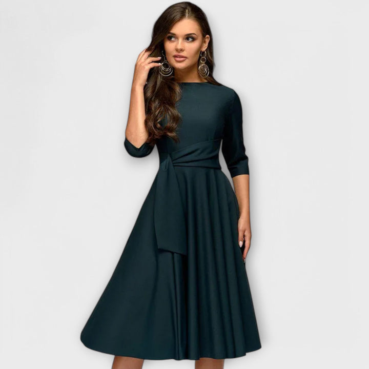 Ana - Elegant Midi Dress with Tied Waist