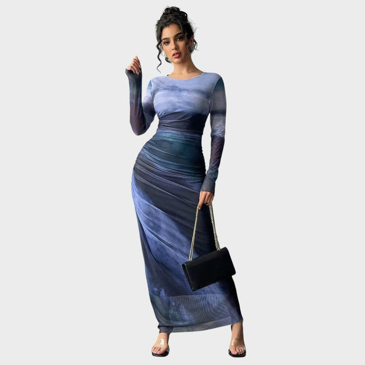 Amélia - Fitted Maxi Dress with Long Sleeves