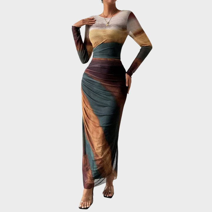 Amélia - Fitted Maxi Dress with Long Sleeves
