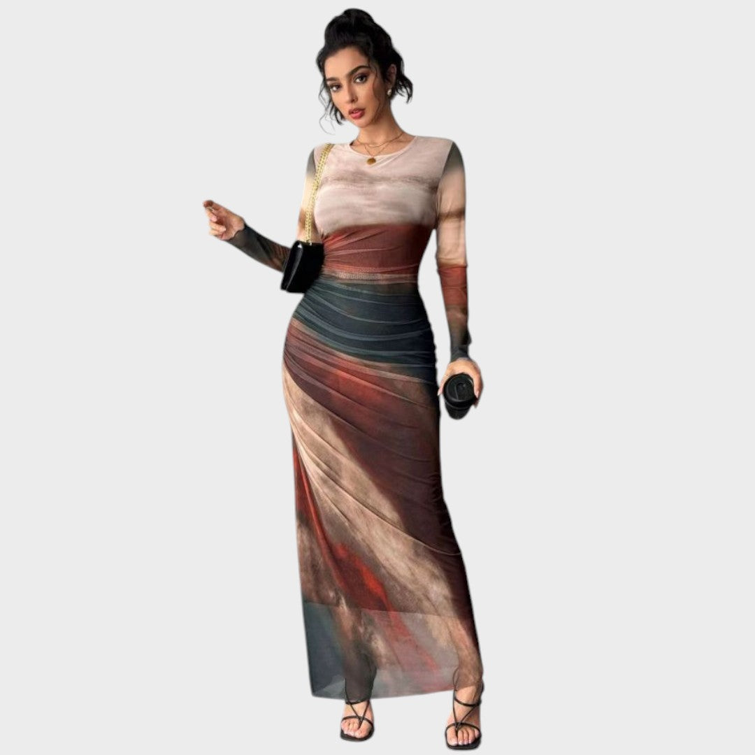 Amélia - Fitted Maxi Dress with Long Sleeves