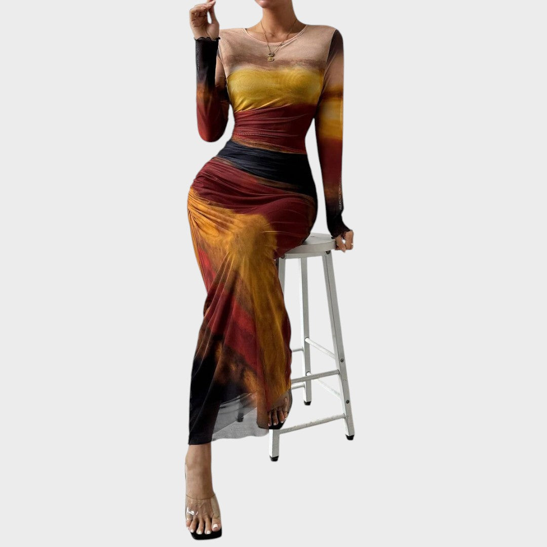Amélia - Fitted Maxi Dress with Long Sleeves