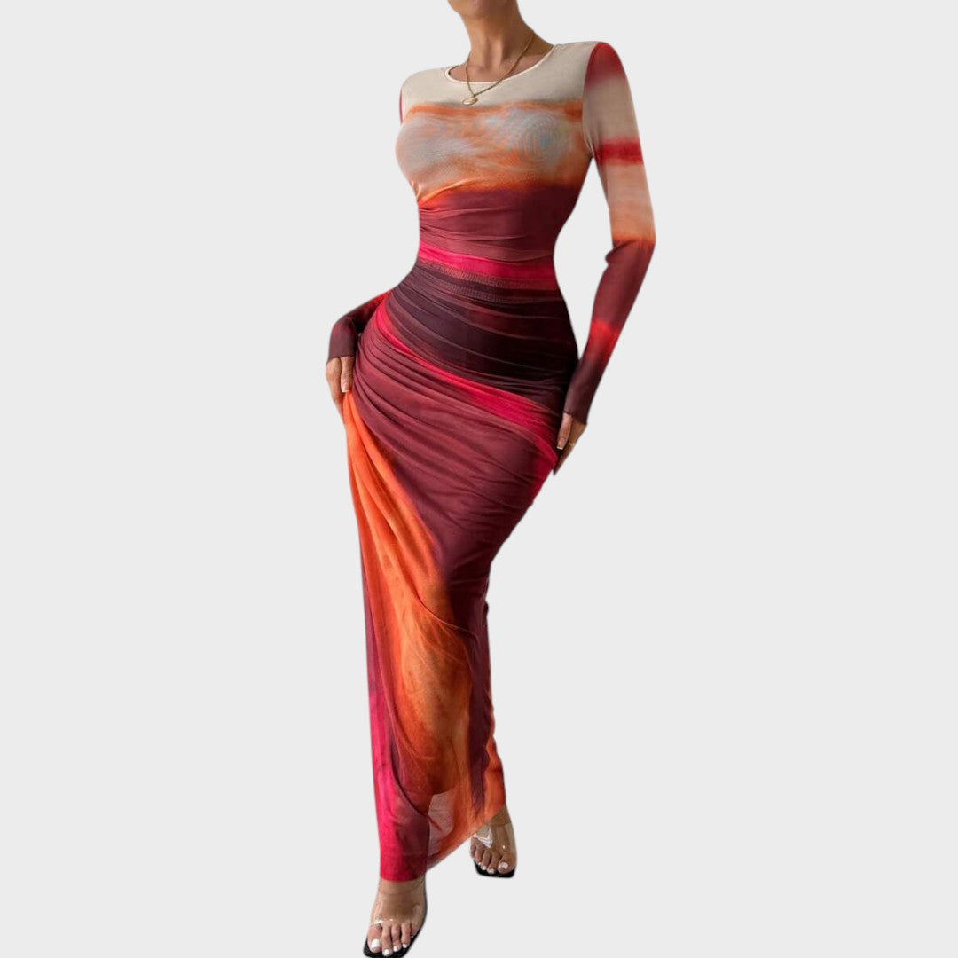Amélia - Fitted Maxi Dress with Long Sleeves