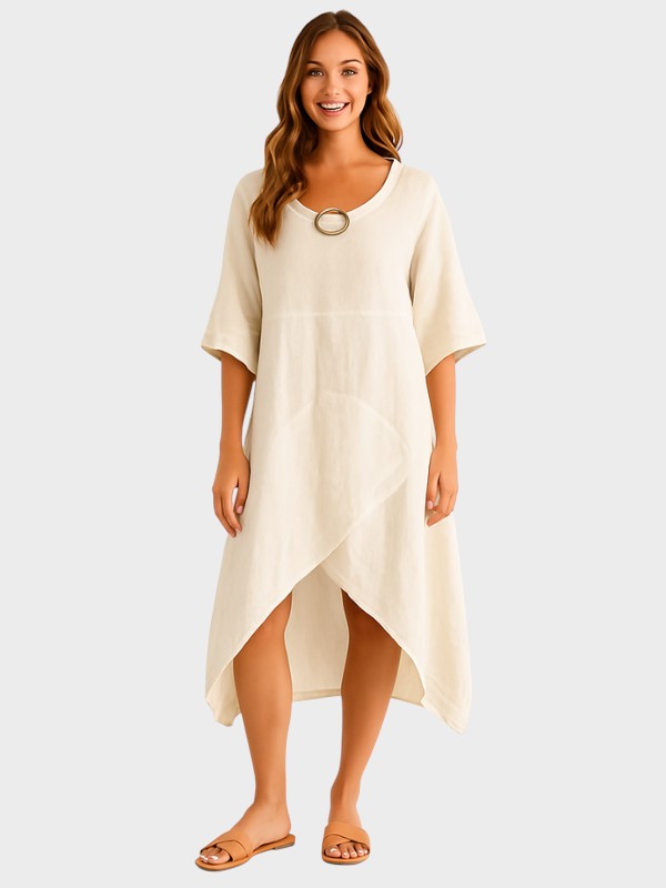 Marta - Asymmetric Dress in Cotton and Linen