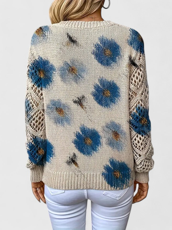 Clara - Knitted Jumper with Floral Pattern