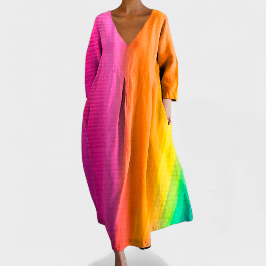 Ana - Colourful Dress with V-Neck